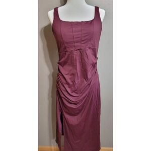 NWT Halara Square Neck Ruched Bodycon Midi Dress